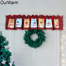 OurWarm 71x14 дюймов красный белый плед полиэстер рождественское окно балдахин окно драпировка панель Рождественское украшение для окон
