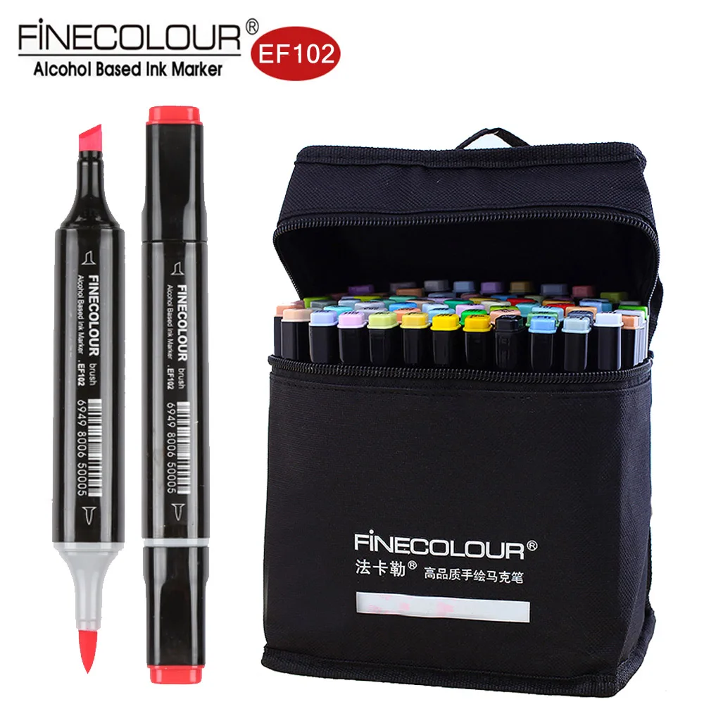 Двусторонние художественные маркеры Finecolour EF102 36/72/160 мягких фломастеров для