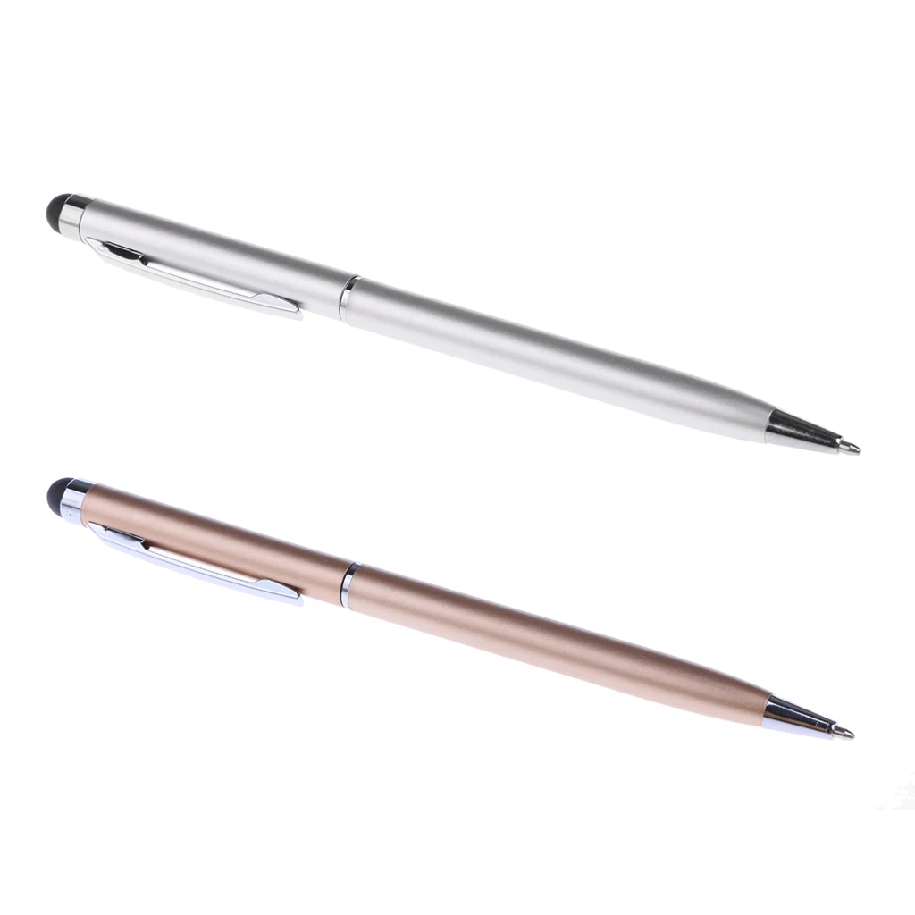 2 Pieces Capacitive Touch Screen Stylus Pen For Phone Tablet PC Gold+Silver