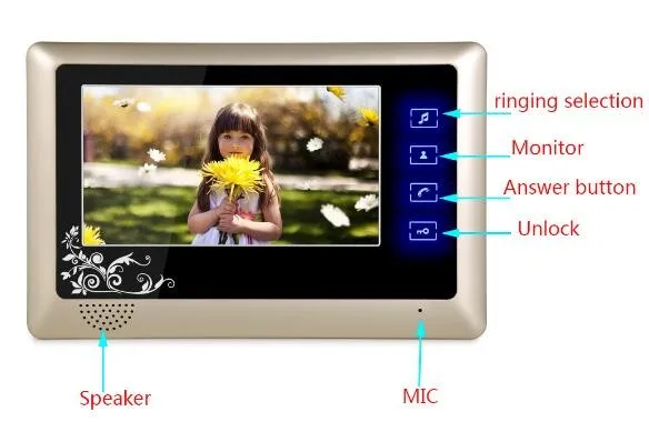 Yobang безопасности Бесплатная доставка 7 дюймов Мониторы дверной звонок RFID Камера Handfree Видео домофон видеодомофон для квартиры безопасности