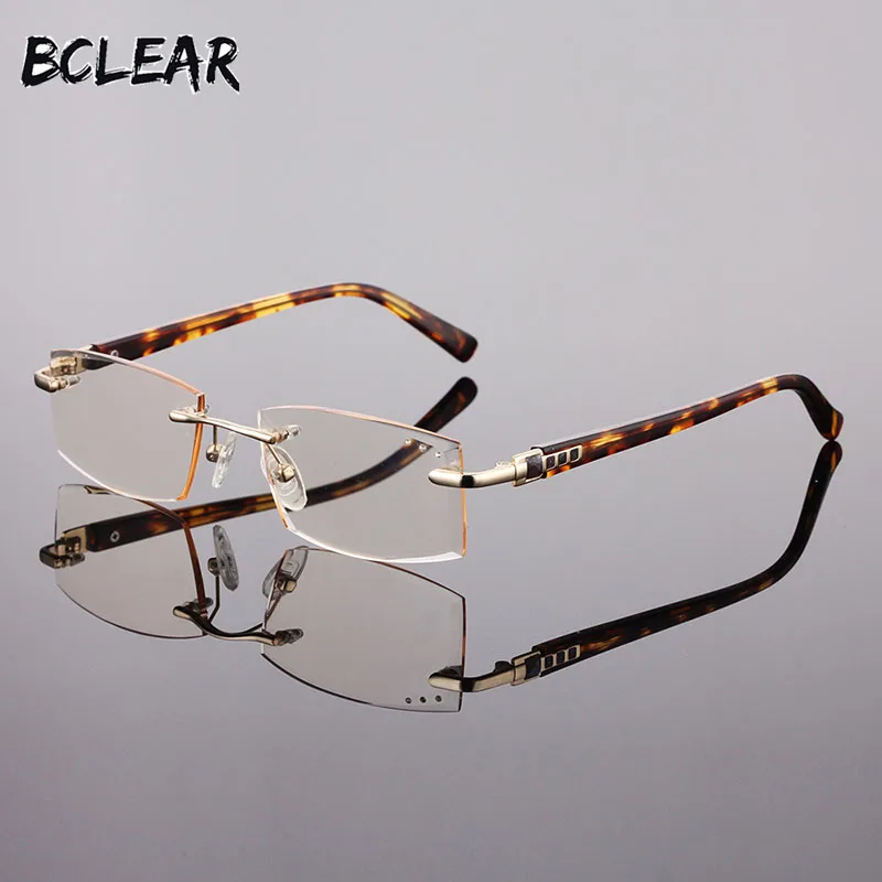 BCLEAR high quality men rimless metal optical frame presbyopia