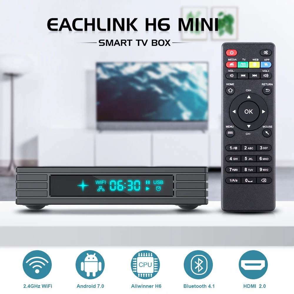 EACHLINK H6 Mini Smart TV Box Android 7.0 Allwinner H6 3GB RAM + 32GB