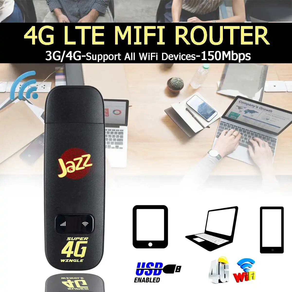 

LEORY 3G 4G WiFi Router USB LTE High Speed 150Mbps Modem Wireless Router Hotspot SIM Card Mini for Travel Car Outdoor Office