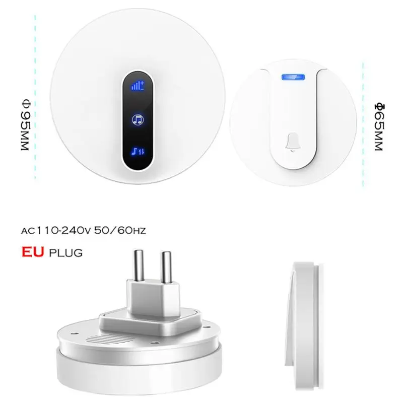 Автономный беспроводной дверные звонки дверной звонок 180 м Lange без батарея 1 Кнопка приемник 110 В 220 ЕС Plug