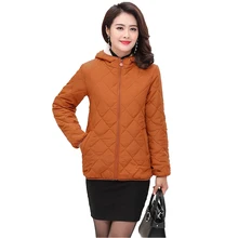 Осенне-зимняя короткая куртка, женское хлопковое пальто, стекающиеся толстые теплые парки для женщин среднего возраста, большие размеры, хлопковые куртки с капюшоном H623