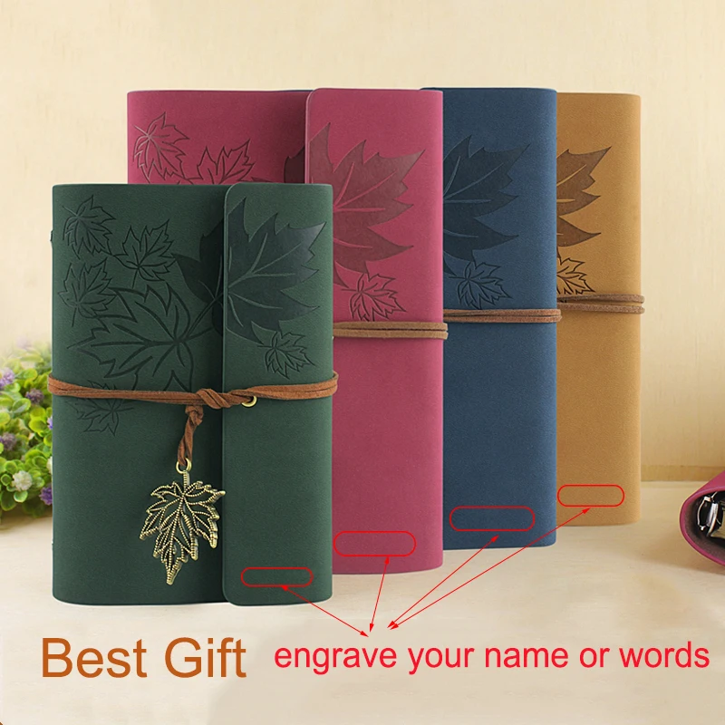 RuiZe Hot sale leather journal travelers notebook vintage kraft paper blank sketchbook diary A6 A7 note book can be engraved