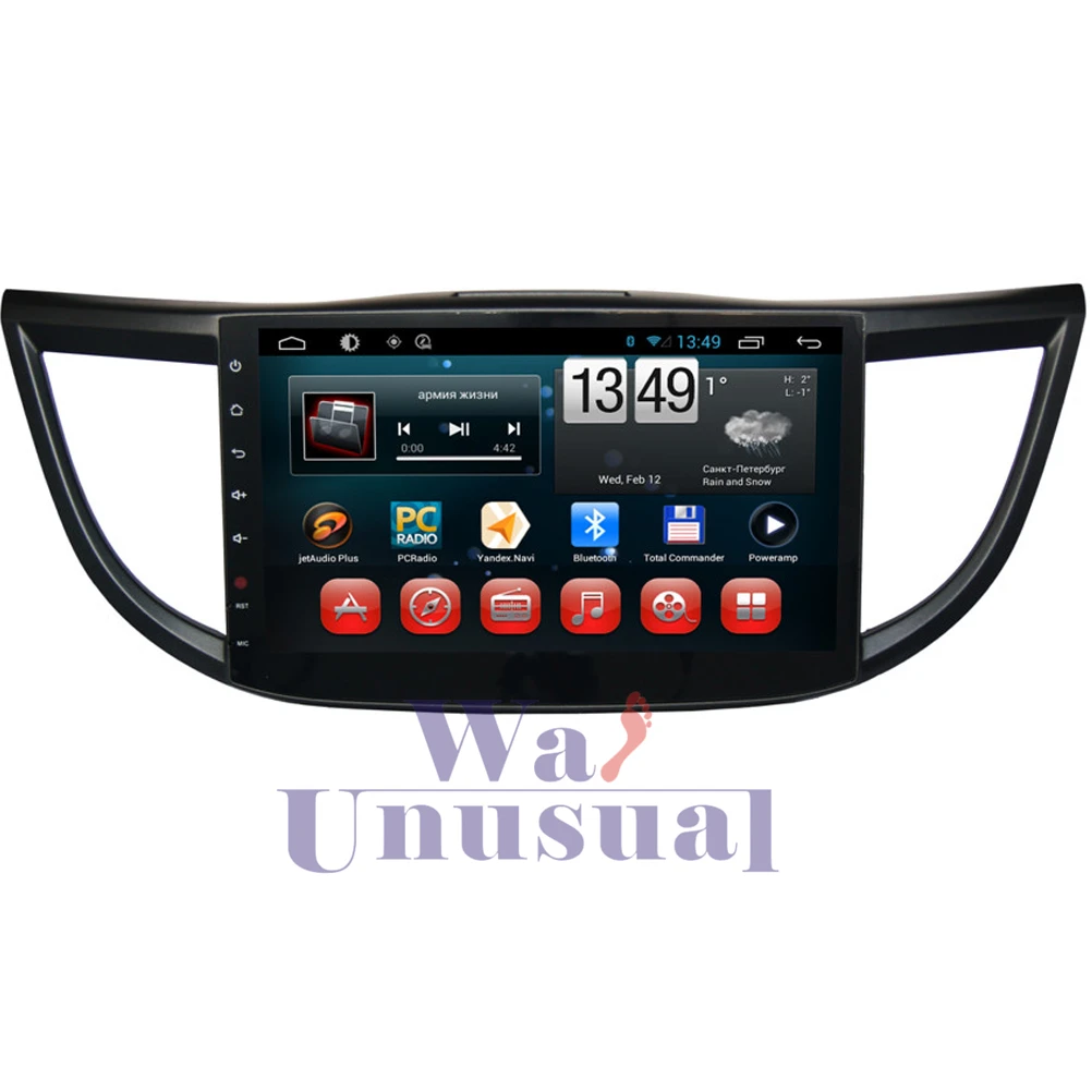 WANUSUAL 10.1Inch Android Car Multimedia Player for Honda CRV 2012 GPS Navigation with Bluetooth WIFI 1024*600 Quad Core 16G Map