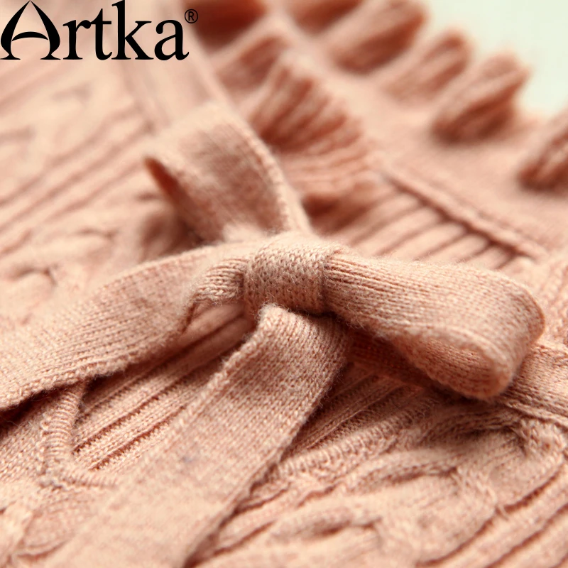 ARTKA женское осеннее Новое однотонное кружевное лоскутное трикотажное платье в