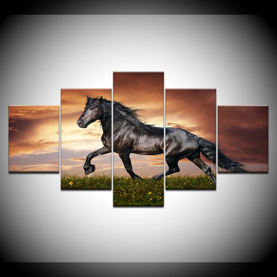 Wall Art Pictures Horse Canvas Running Animal Painting Living Room Poster Item
