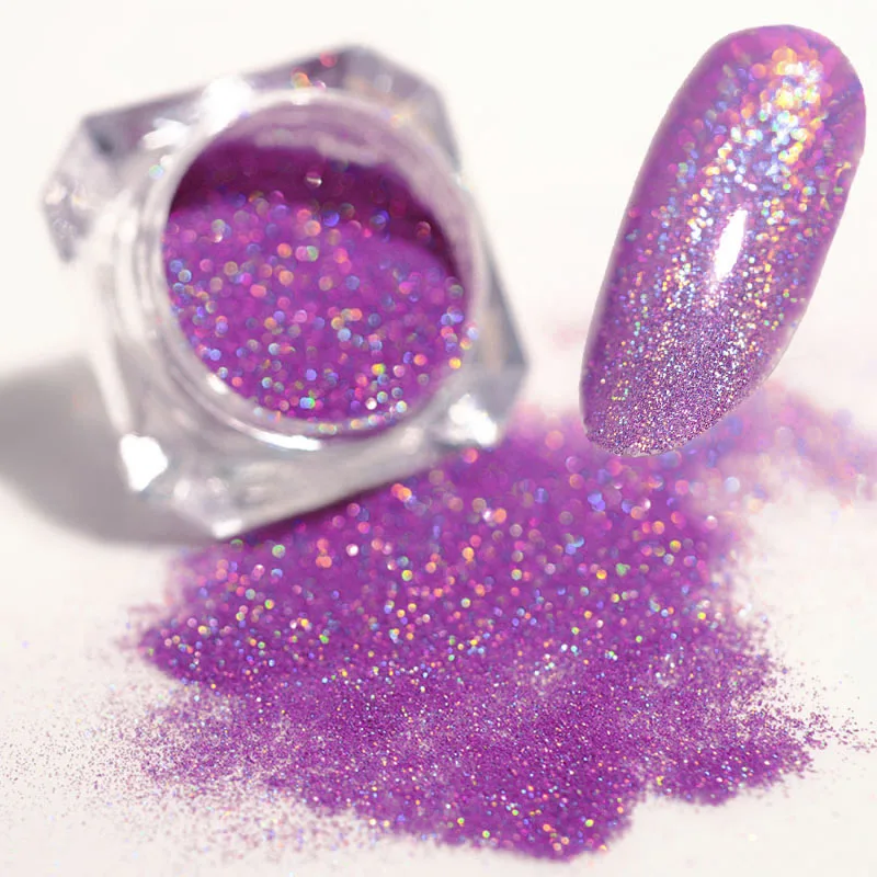 

Holographic Purple Nail Powder Laser Shiny for Nail Decors Dust Shining Pigment Chrome Glitter Manicure Nail Art Decoration