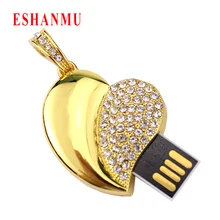 Usb флэш-накопитель 64 ГБ модные украшения, с кристаллами Сердце USB 2,0 флэш-накопитель карта памяти диск 8 ГБ 16 ГБ 32 ГБ праздничные подарки