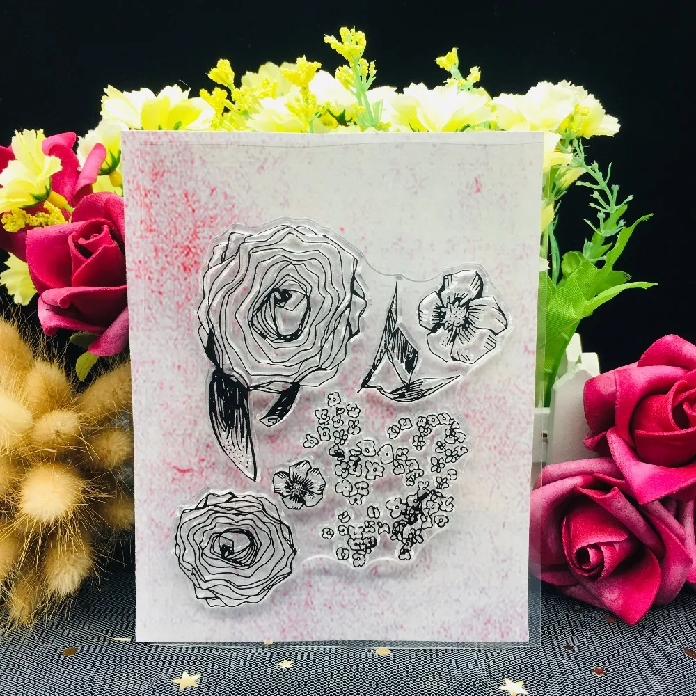 

Flower Transparent Clear Silicone Stamp DIY Scrapbook Sticker Album Envelope Decoration Ordinary Forest Plant Rubber Stamps A301
