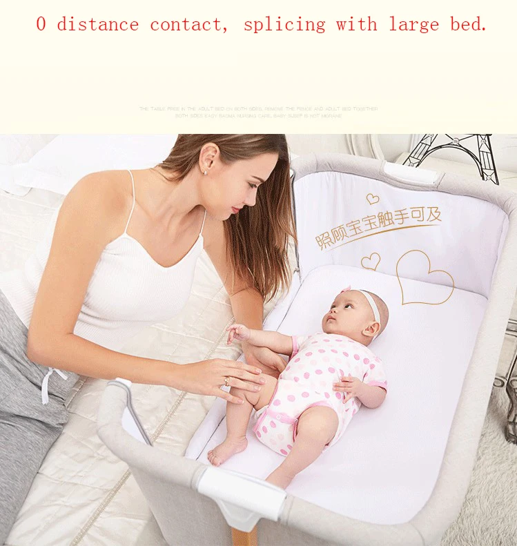 Европейский стиль детская кровать многофункциональный новорожденный сплошная деревянная прикроватная кроватка портативная сплющенная