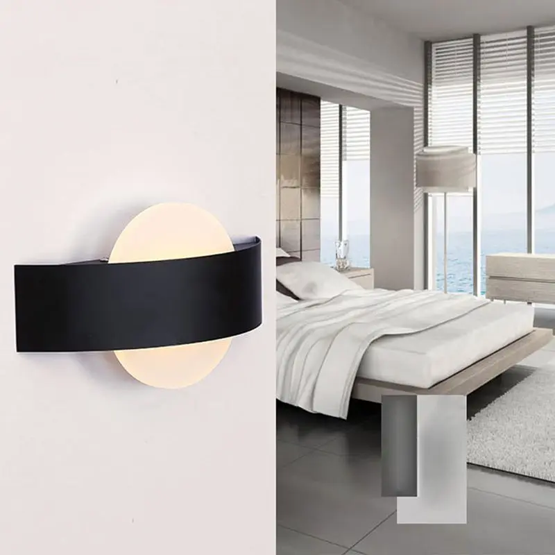 

New Modern 6W LED Wall Lamp Indoor Decorative Round Sconce Bedroom Lights Corridor Light AC85-265V Fashion Wall Lamp