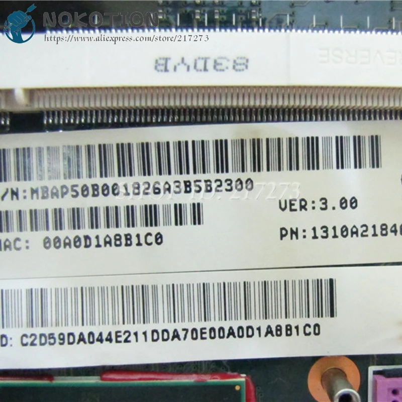 Материнская плата NOKOTION для ноутбука Acer sapire 8920G 8920 DDR2 Бесплатный процессор MBAP50B001
