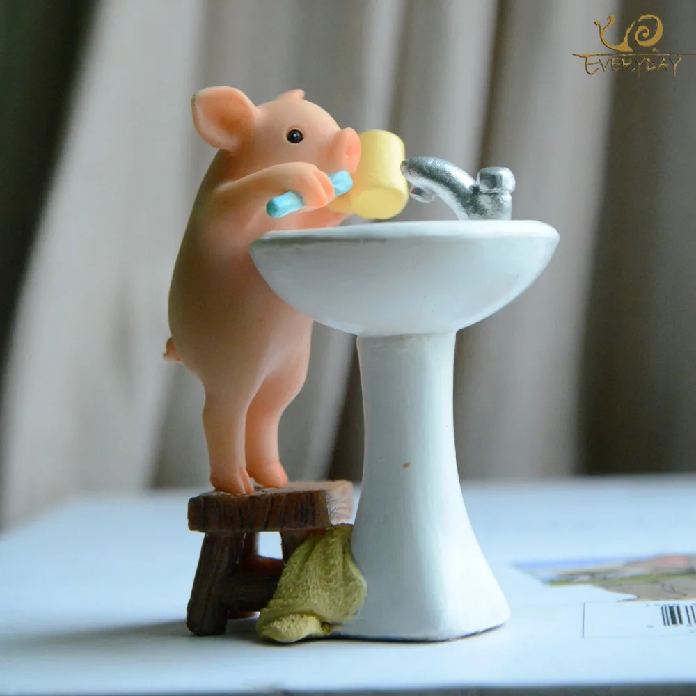 Everyday Collection Home Decor Garden Miniature Animal Figurines Desktop Decoration Cute Pig Figure Toys Gift For Children ornament crafts miniature figurines miniature ornament