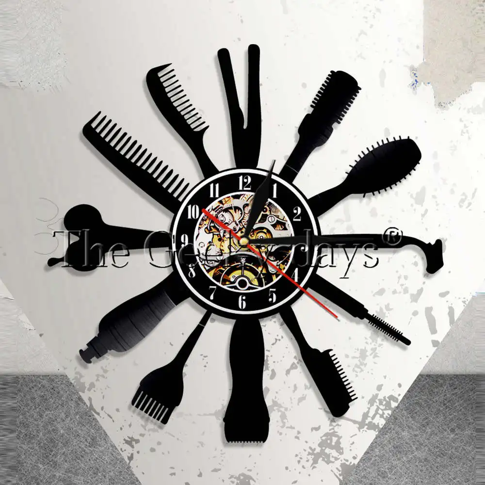 Barber Shop Wall Clock Barber Equipments Vinyl Record Clock Hair