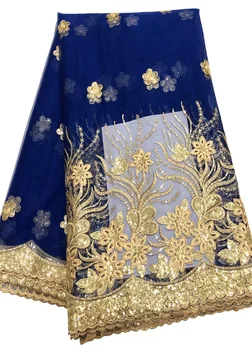 

Embroidered Tulle Lace Fabric, Pearls Lace Applique Fabric for Wedding, African 3D Flower Lace Fabric High Quality ZJ003