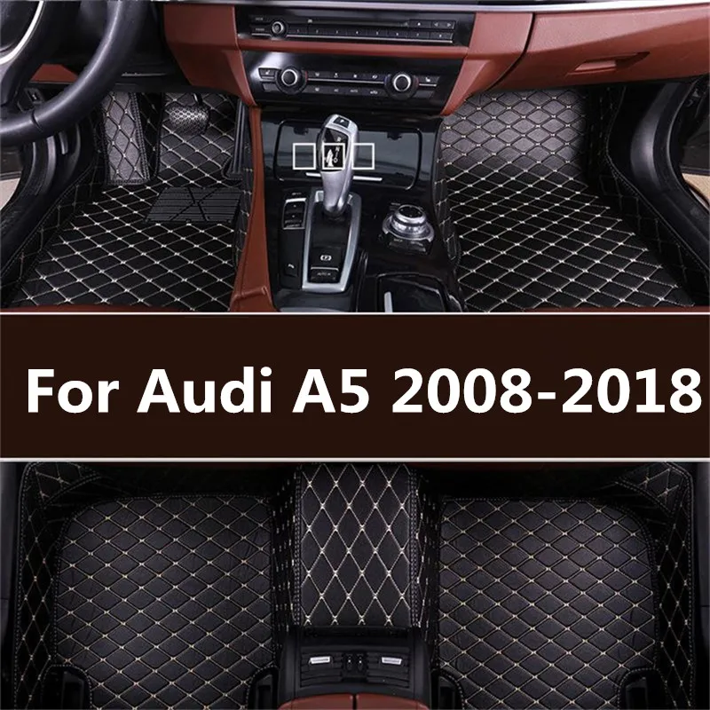 Кожаные автомобильные коврики для Audi A5 2008 2009- Пользовательские Авто тормозные колодки автомобильного ковролина чехлы