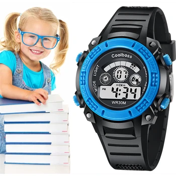 

Children's Watches Multicolor Water Resistant Clock Digital LED Display Time Alarm Features Baby Boy or Girl 3-13 Age WristWatch