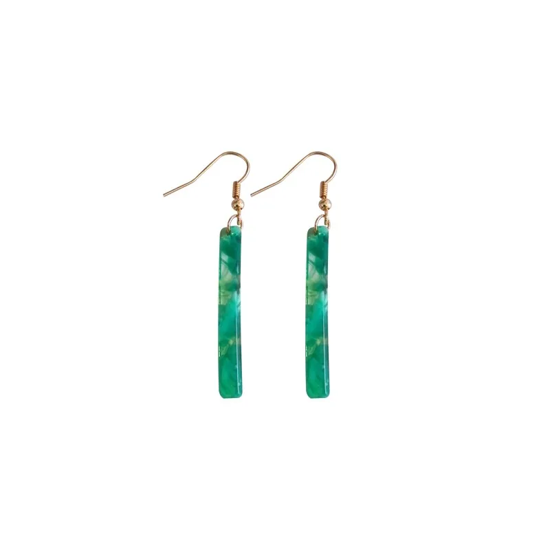 

Simple and colorful sweet pink green geometric word long earrings earrings Korean jewelry wholesale