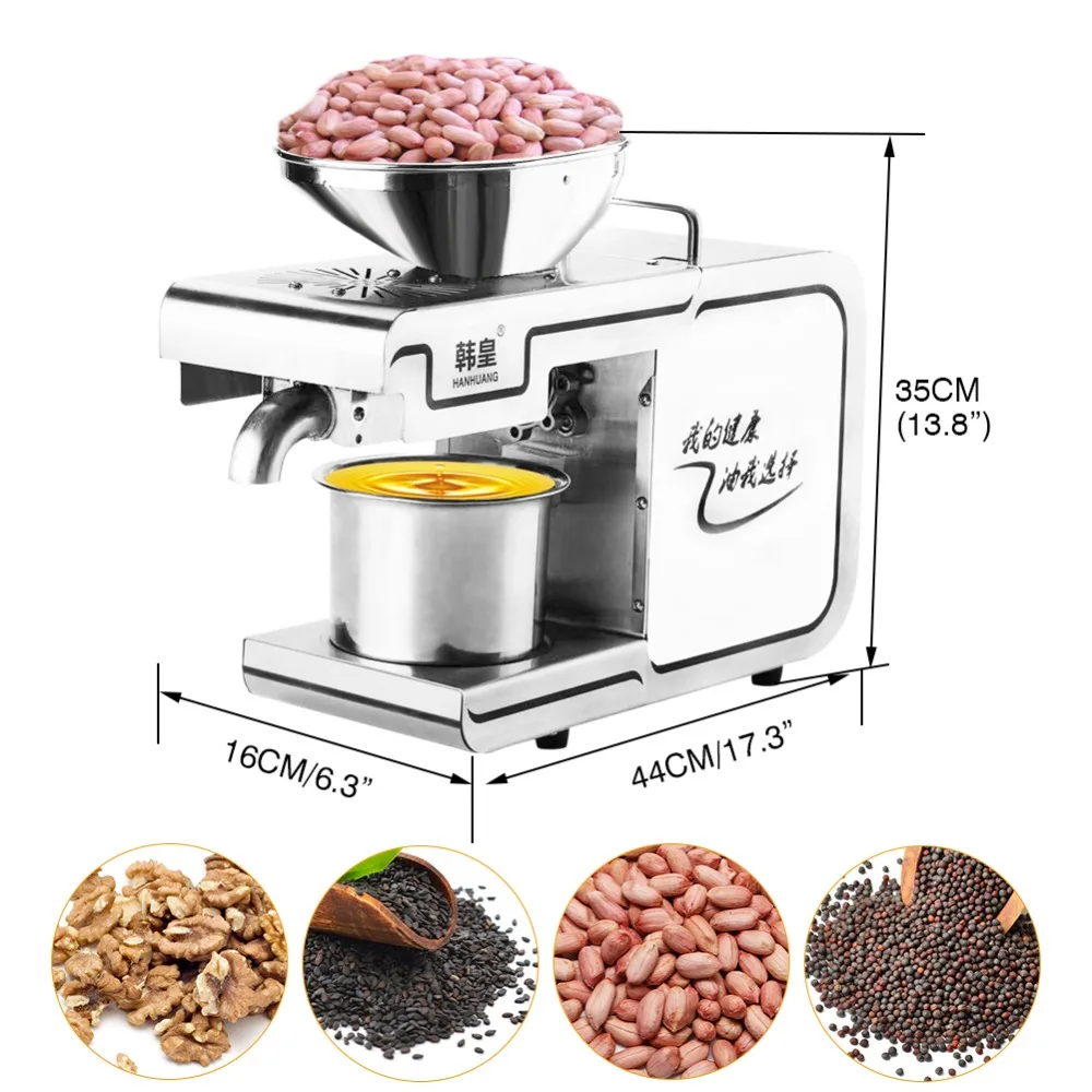 Home Automatic Oil Press Machine Nuts Seeds Oil Presser Pressing Machine All Stainless Steel High Oil Extraction 110 V Oil Press