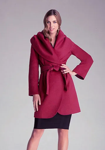 Зимнее женское пальто с большим воротником Shawol с длинным рукавом, тонкое длинное шерстяное пальто с поясом, элегантное шерстяное пальто, куртка AFF469 - Цвет: PurPle