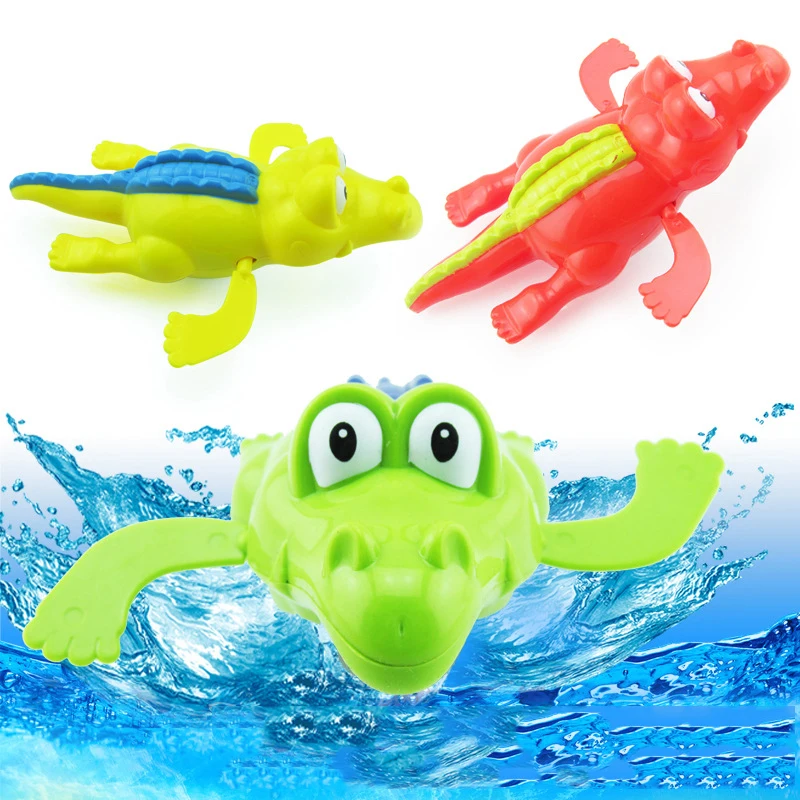 Детская Ванна игрушка крокодил Ветер вверх пляжная игрушка заводная игрушка с брызгалкой для Детское купание Забавные игрушки случайного цвета