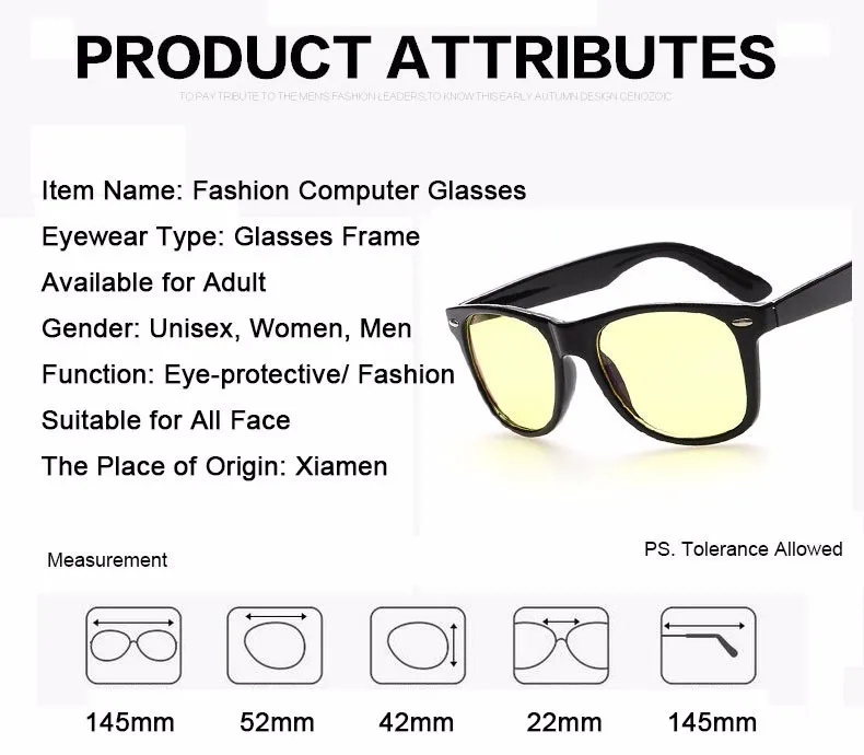 Оправа для очков, прозрачные очки для женщин и мужчин, очки для работы за компьютером, игры в ТВ, желтые линзы, антибликовые