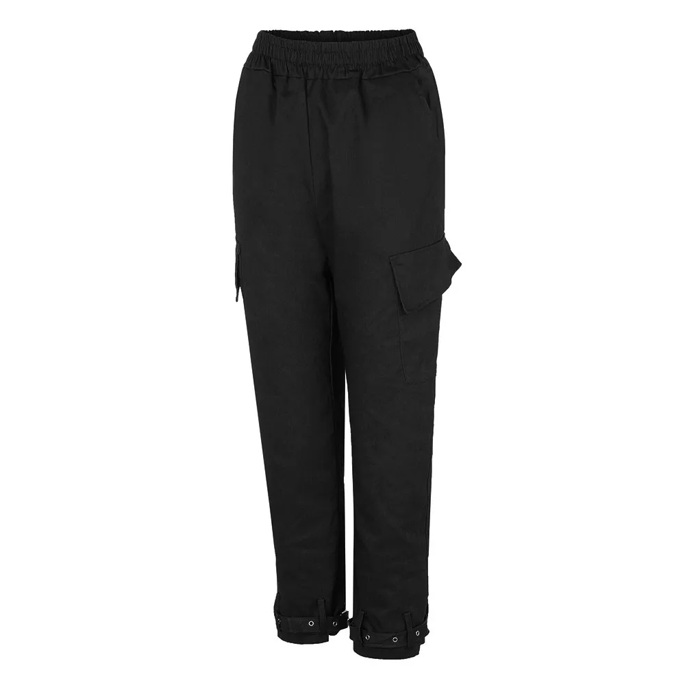 LIVA GIRL Женские однотонные тонкие повседневные брюки на лямках, свободные дышащие штаны с карманами, спортивные штаны для бега - Цвет: Черный