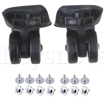 

1 Pair Plastic 9.1x10x5cm DIY Swivel Luggage Suitcase Wheel Black