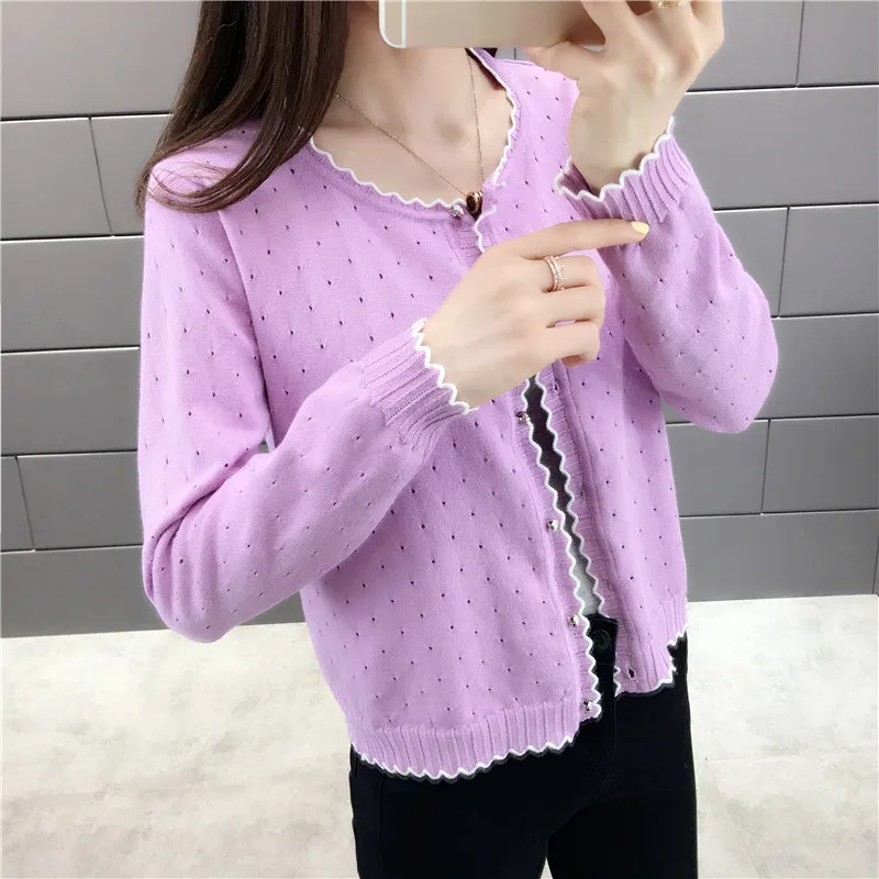 Новинка года; летняя куртка-кардиган; sweater-0md220-11390 - Цвет: Фиолетовый