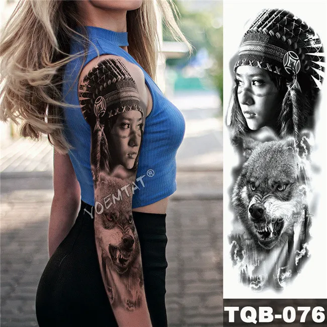 Большая рука рукав татуировки голубая Роза бабочка сердце водонепроницаемый временная татуировка наклейка карманные часы для мужчин полный цветы татуировки женщин - Цвет: 10