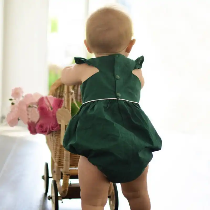 dark green baby girl dress