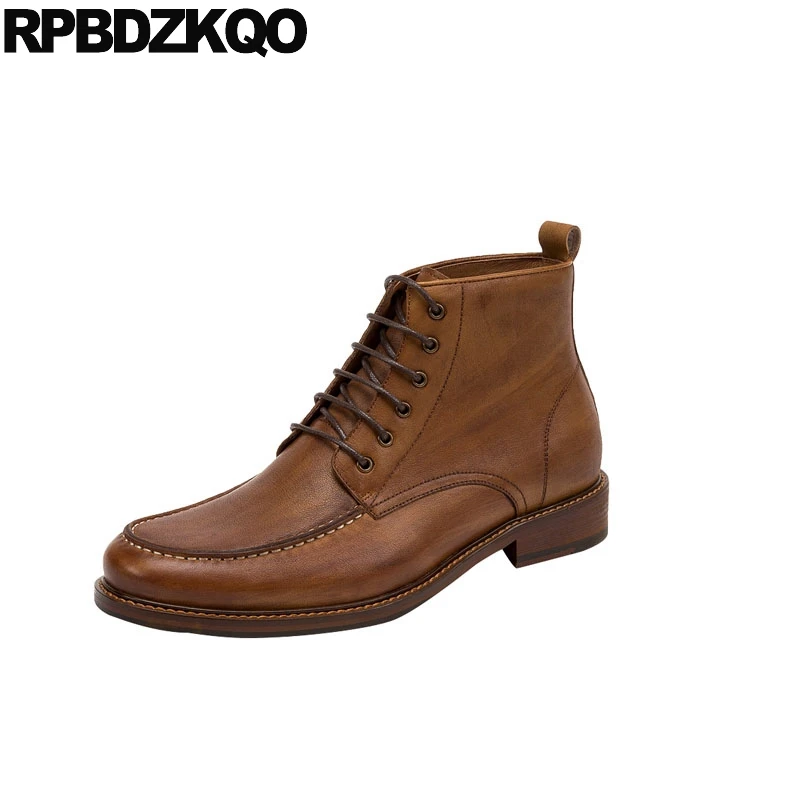 

2018 full grain leather boots ankle lace up burgundy oxford dress shoes business brown autumn plus size men formal fall party