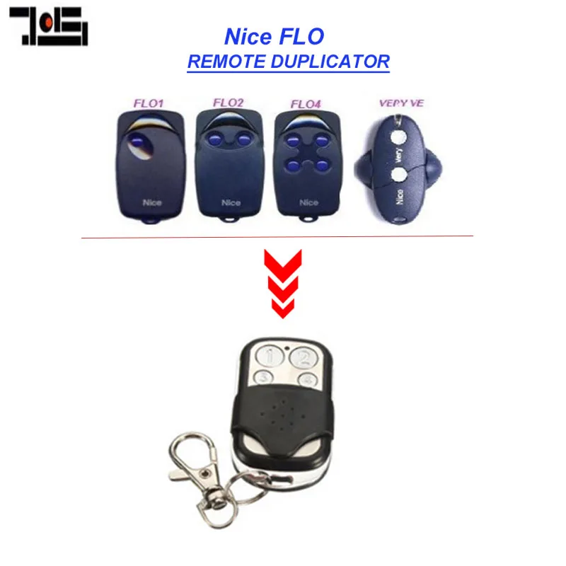 

2pcs Garage remote transmitter copy FLO1, FLO2, FLO4 duplicator remote 433.92MHZ fixed code