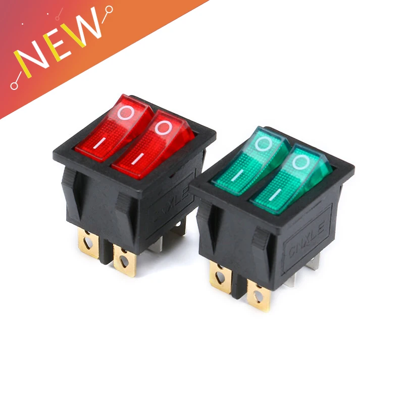 

KCD3 6PIN 15A 250V 20A 125V Double Light Switch Rocker Switch Waterproof ON-OFF KCD3 Boat Power Switch