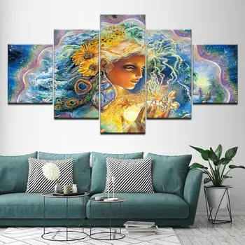 

5 Panels Multicolored Holy Virgin Modern Home Wall Decor Canvas Picture Art HD Print Painting On Canvas Tranquil