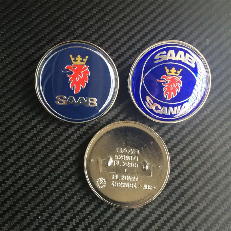 1 PC For SAAB 9000 Badge 50mm 2 Pins 9-3 Front Grill Hood Emblem 4522884 Blue