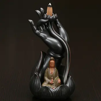 

Home Decor Ceramic Buddha Hand Coil Ceramic Smoke Backflow Incense Burner Holder Cones Censer Insence Zen Bakhoor Buddhist Z276