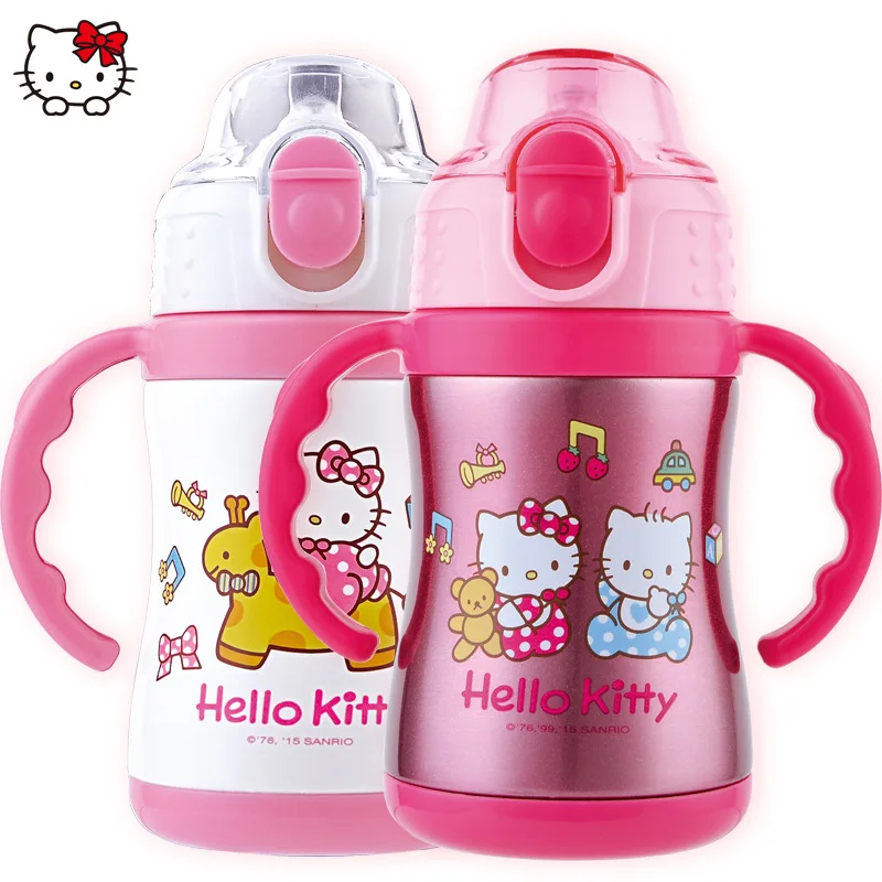 Hello Kitty 220ml stainless steel bpa free straw wholesale water bottle for babiesin Water