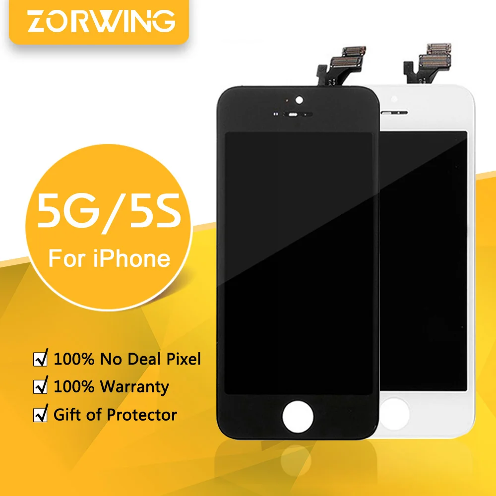 

100% No Dead Pixel LCD Screen For iPhone 5 5G Display With Digitizer Touch Screen Replacement Assembly Complete in Black White