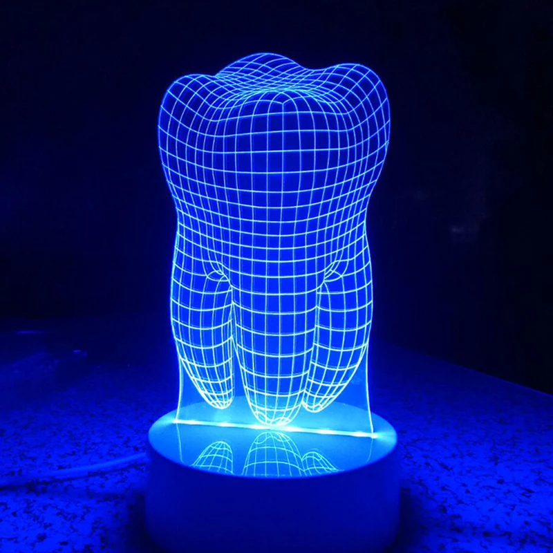 Кабель USB зуб лампы 3D ночник Дистанционное управление голограмма Иллюзия ночник настольная лампа прикроватная Лампы для мотоциклов как