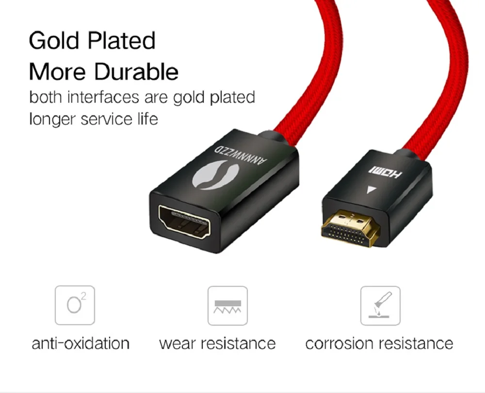 HDMI تمديد الكابلات الذكور إلى الإناث موسع HDMI كابل 50 سنتيمتر 1 M 2 M 3 M 3D 1080 P 1.4/2.0 V ل HDTV كمبيوتر محمول LCD XBOX PS3 العارض