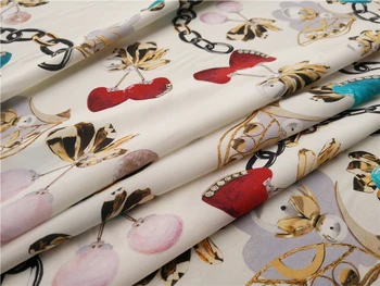 

100% Silk Crepe de Chine Fabric Pearl Chain Printing Fashion Dress Shirt Design Fabric