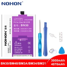 NOHON BN30 BM48 BM3A BM34 BM21 Батарея для Xiaomi mi Note Pro 2 3 Red mi 4A Замена Батарея Note2 Note3 литий-полимерный аккумулятор