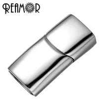 

REAMO High Polished 316l Stainless Steel Big Hole Size Oblate Buckle Magnet Hook Leather Bracelet Jewelry Finding Magnetic Clasp