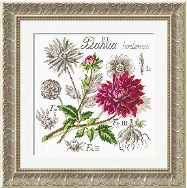 

Embroidery Package Best Quality On Sale Cross Stitch Kits Unopen New Luxurious Dahlia Flower Free shipping