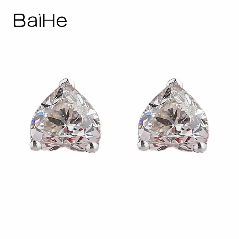 Baihe Vs H Heart Cut Natural Cubic Zironia Solid 14k White Gold