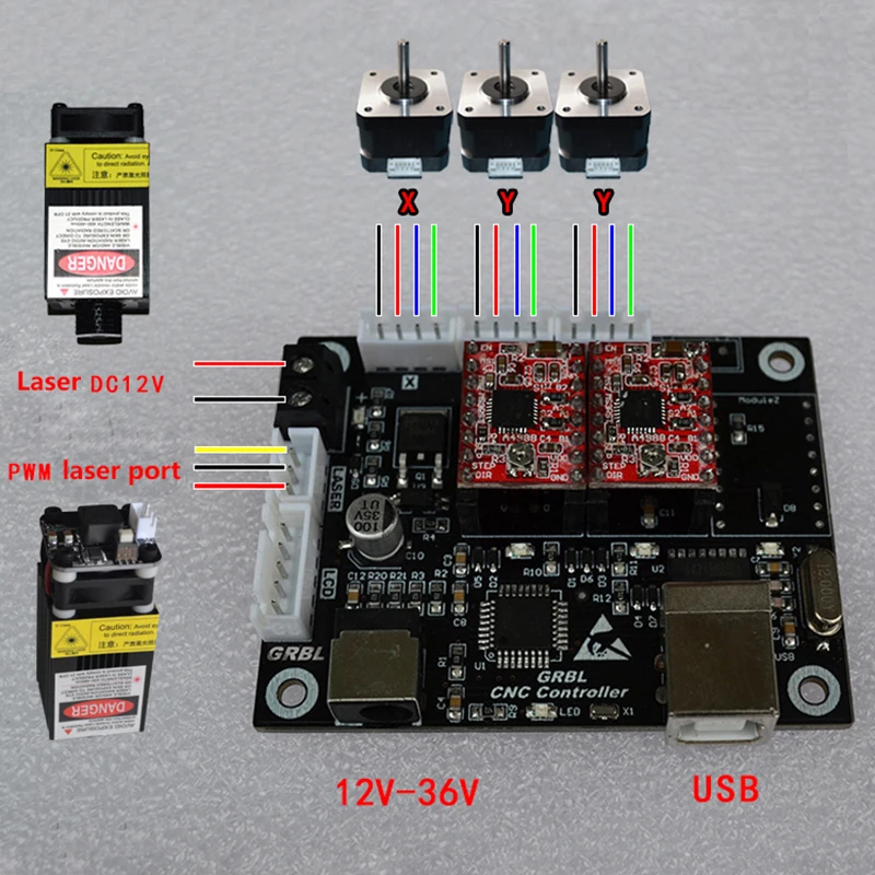 CNC 2 оси 3 оси лазерный шаговый двигатель плата привода USB Лазерная контрольная панель для DIY лазерная гравировальная машина, контроллер grbl